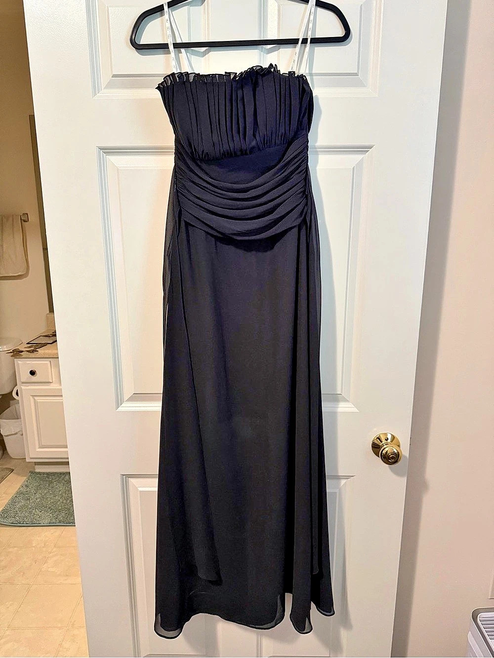 Ruched Strapless Maxi Dress in Black